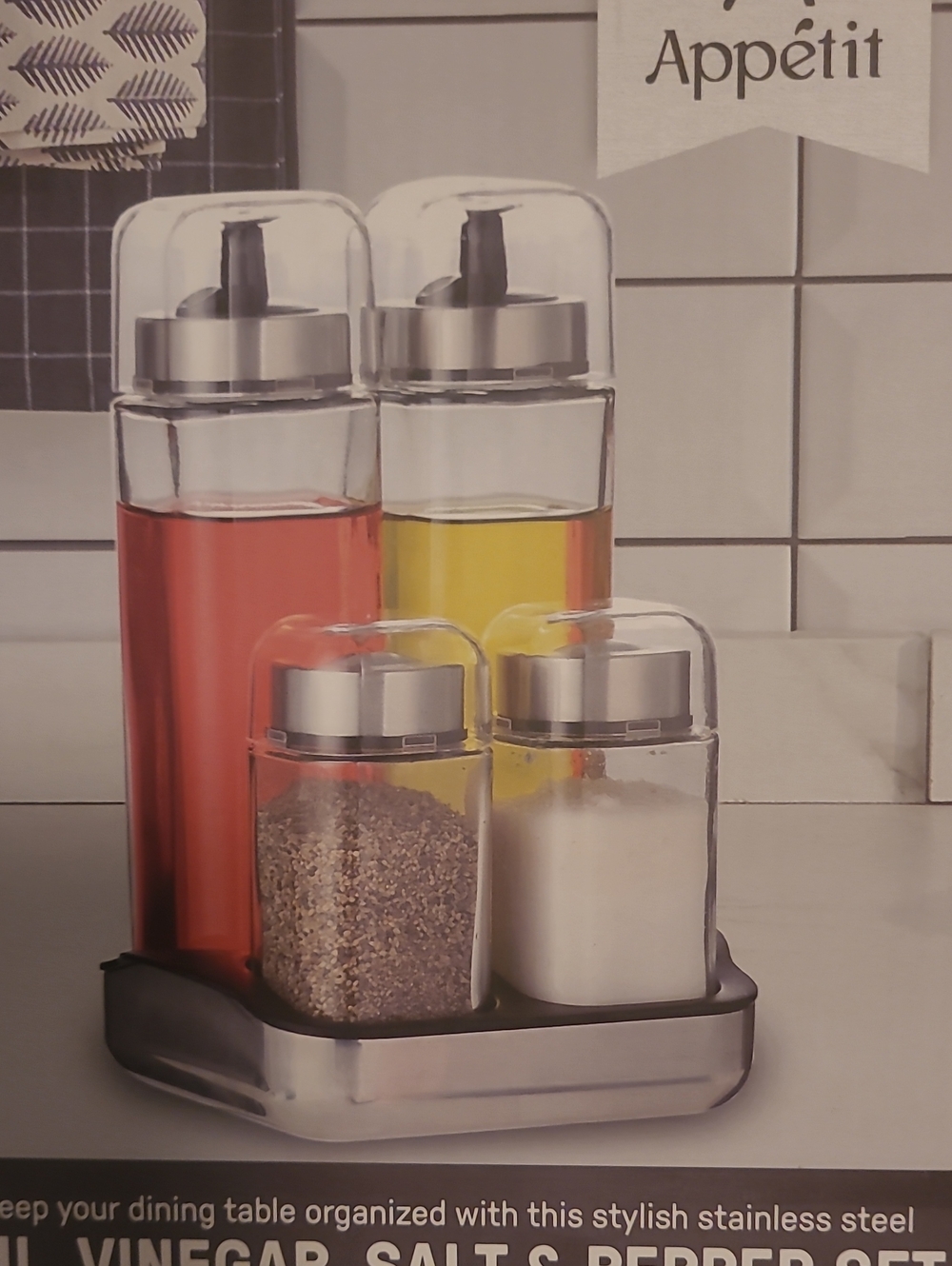 Clear Glass Oil & Vinegar and Salt & Pepper Set - Clear